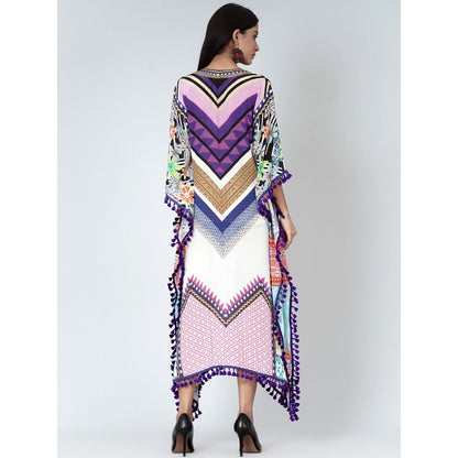 First Resort by Ramola Bachchan Purple And Pink Chevron Mid Length Kaftan