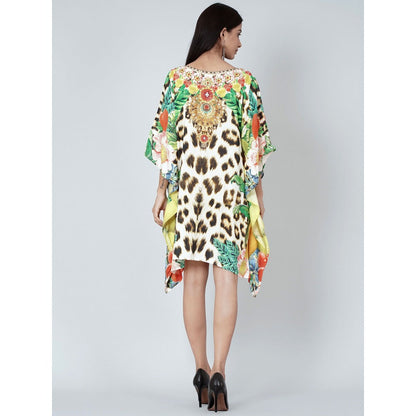 First Resort by Ramola Bachchan Multicoloured Animal And Fruit Print Kaftan Tunic
