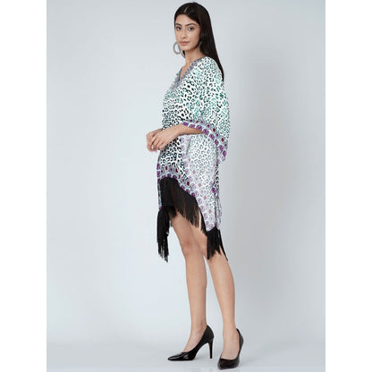 First Resort by Ramola Bachchan Teal Green Animal Print Kaftan Tunic