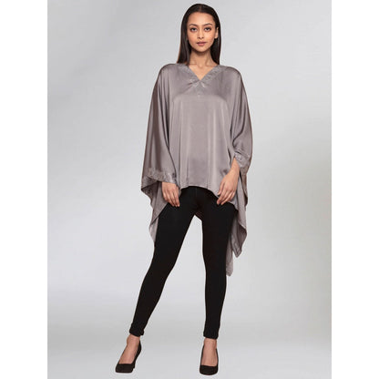 First Resort by Ramola Bachchan Grey Embellished Kaftan Top