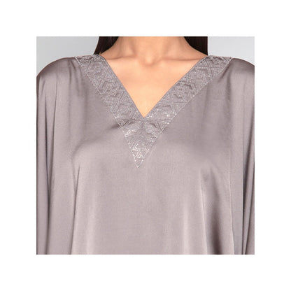 First Resort by Ramola Bachchan Grey Embellished Kaftan Top