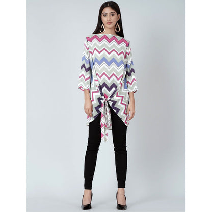 First Resort by Ramola Bachchan Pink And Blue Chevron Kaftan Top