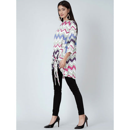 First Resort by Ramola Bachchan Pink And Blue Chevron Kaftan Top