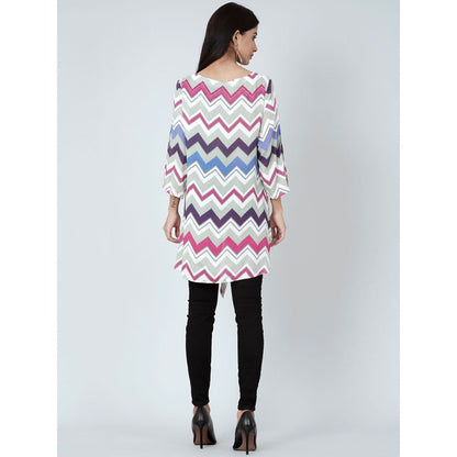 First Resort by Ramola Bachchan Pink And Blue Chevron Kaftan Top