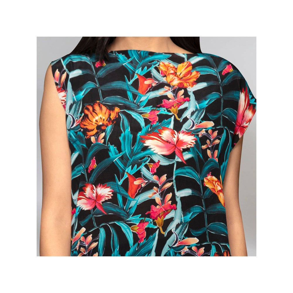 First Resort by Ramola Bachchan Black Tropical Print Top