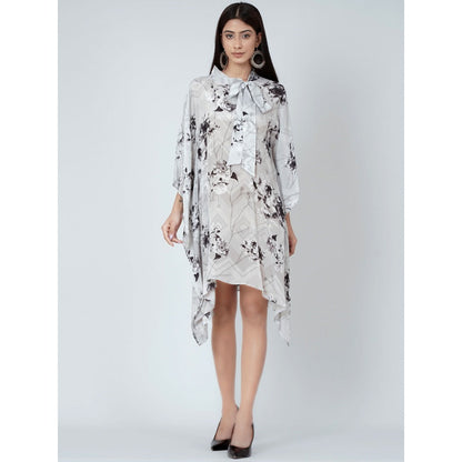 First Resort by Ramola Bachchan Grey And Black Floral Top
