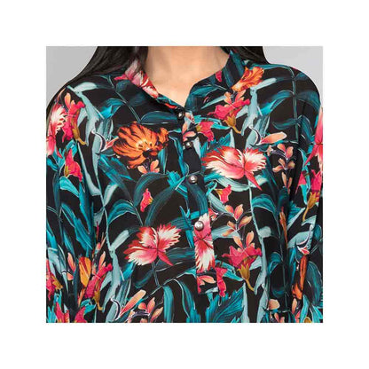 First Resort by Ramola Bachchan Black Tropical Print Tunic