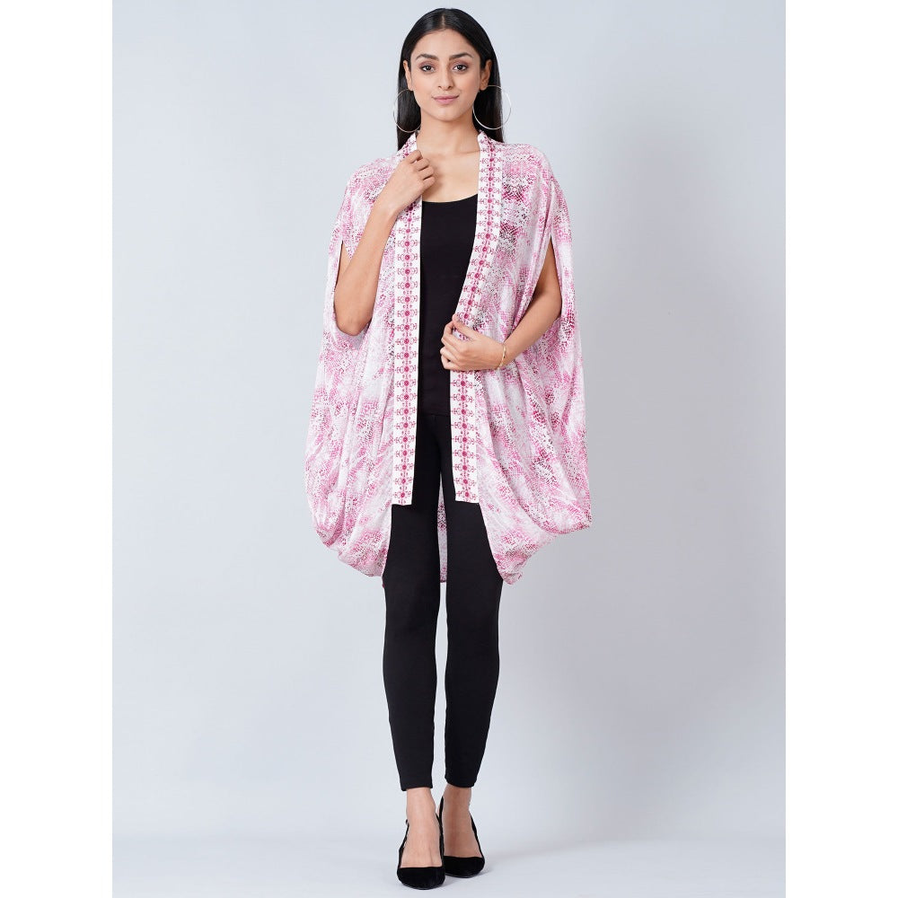 First Resort by Ramola Bachchan Pink Animal Print Cape