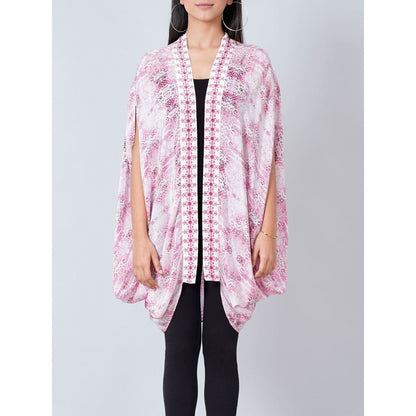 First Resort by Ramola Bachchan Pink Animal Print Cape
