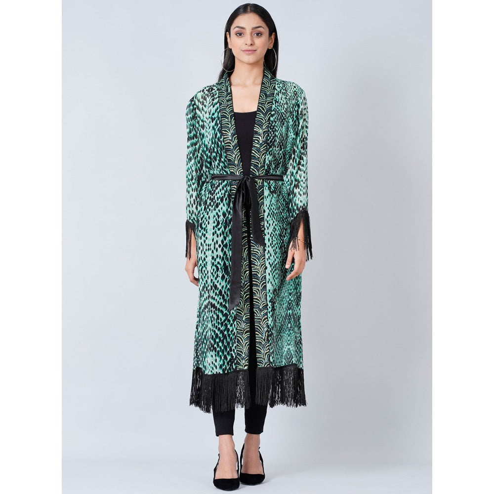 First Resort by Ramola Bachchan Green Animal Print Long Kimono (Set of 2)