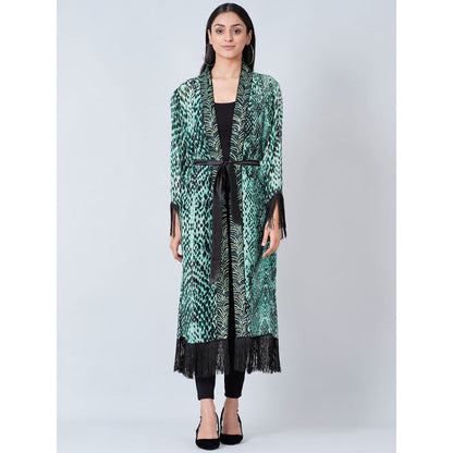 First Resort by Ramola Bachchan Green Animal Print Long Kimono (Set of 2)