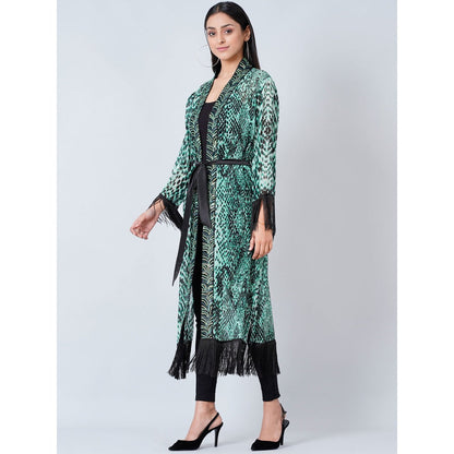 First Resort by Ramola Bachchan Green Animal Print Long Kimono (Set of 2)