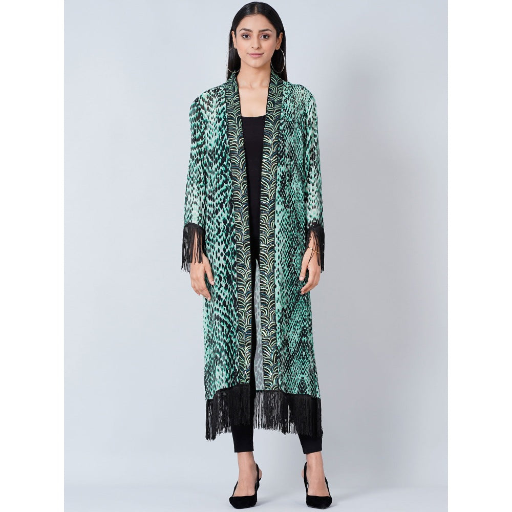 First Resort by Ramola Bachchan Green Animal Print Long Kimono (Set of 2)