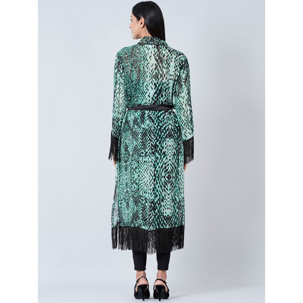First Resort by Ramola Bachchan Green Animal Print Long Kimono (Set of 2)