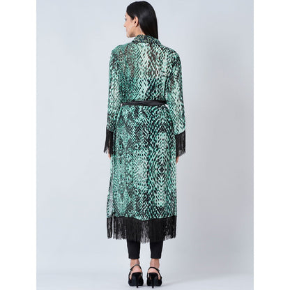 First Resort by Ramola Bachchan Green Animal Print Long Kimono (Set of 2)