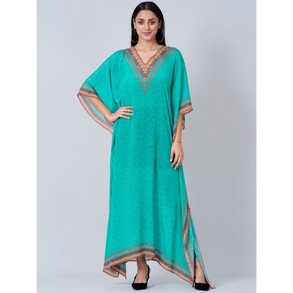 First Resort by Ramola Bachchan Turquoise Pearl Full Length Kaftan