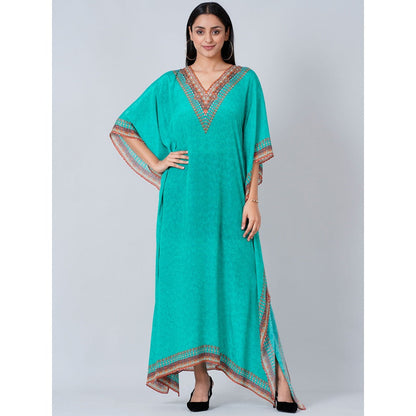 First Resort by Ramola Bachchan Turquoise Pearl Full Length Kaftan