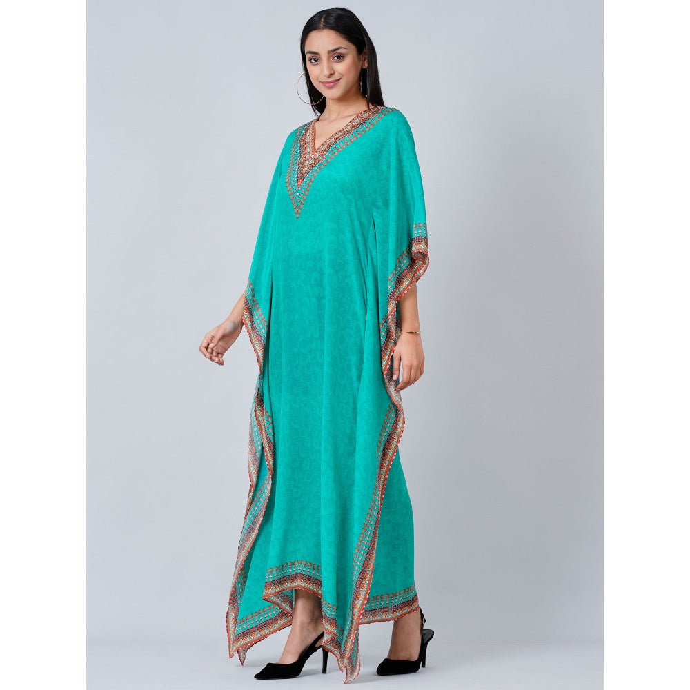 First Resort by Ramola Bachchan Turquoise Pearl Full Length Kaftan