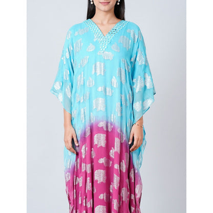 First Resort by Ramola Bachchan Blue and Magenta Ombre Full Length Kaftan