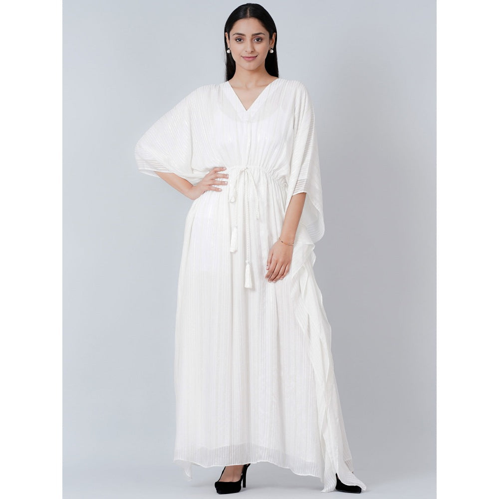 First Resort by Ramola Bachchan Ivory Lurex Full Length Kaftan