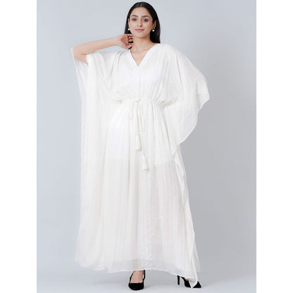 First Resort by Ramola Bachchan Ivory Lurex Full Length Kaftan