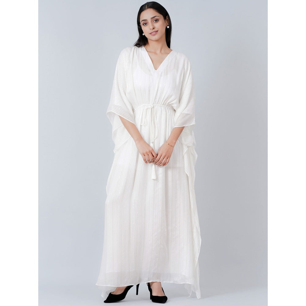 First Resort by Ramola Bachchan Ivory Lurex Full Length Kaftan