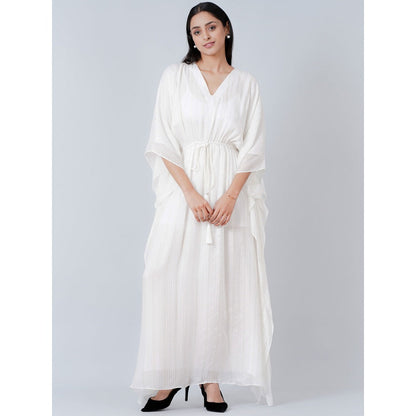 First Resort by Ramola Bachchan Ivory Lurex Full Length Kaftan