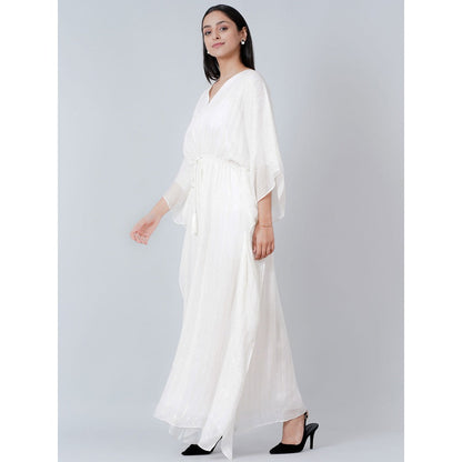 First Resort by Ramola Bachchan Ivory Lurex Full Length Kaftan