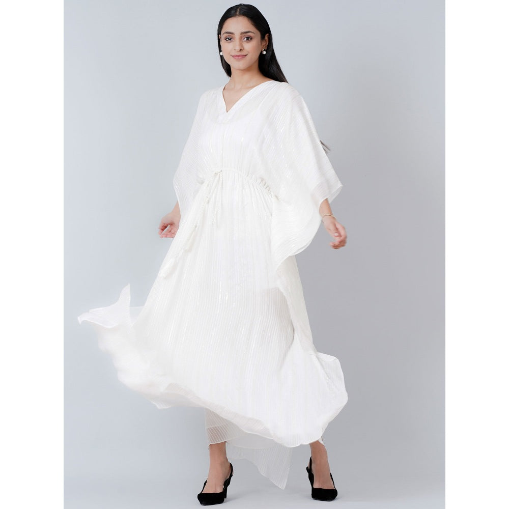 First Resort by Ramola Bachchan Ivory Lurex Full Length Kaftan