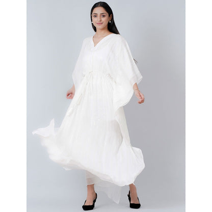 First Resort by Ramola Bachchan Ivory Lurex Full Length Kaftan