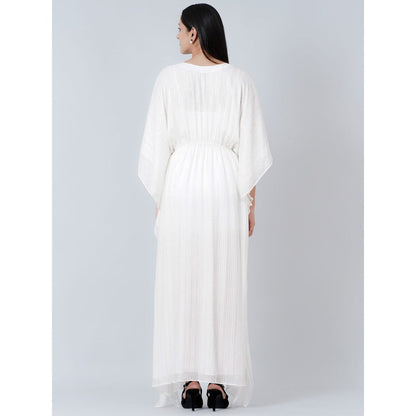 First Resort by Ramola Bachchan Ivory Lurex Full Length Kaftan