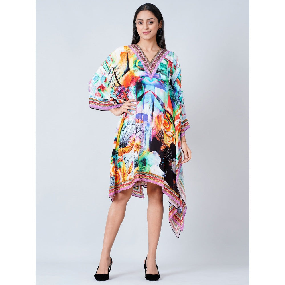 First Resort by Ramola Bachchan Multi-Color Abstract Mid Length Kaftan