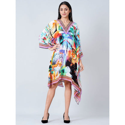 First Resort by Ramola Bachchan Multi-Color Abstract Mid Length Kaftan