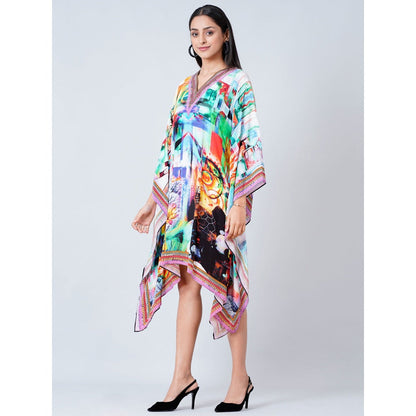 First Resort by Ramola Bachchan Multi-Color Abstract Mid Length Kaftan