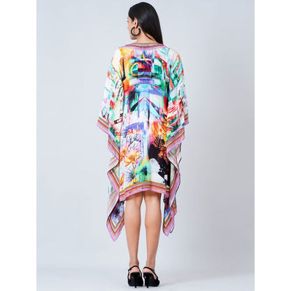 First Resort by Ramola Bachchan Multi-Color Abstract Mid Length Kaftan