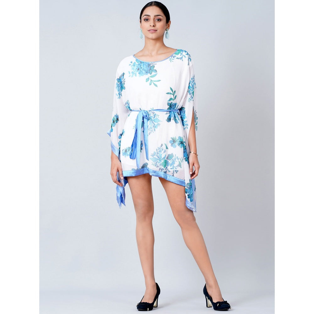 First Resort by Ramola Bachchan White Floral Kaftan Tunic