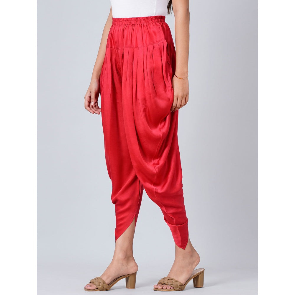 First Resort by Ramola Bachchan Red Dhoti Pants