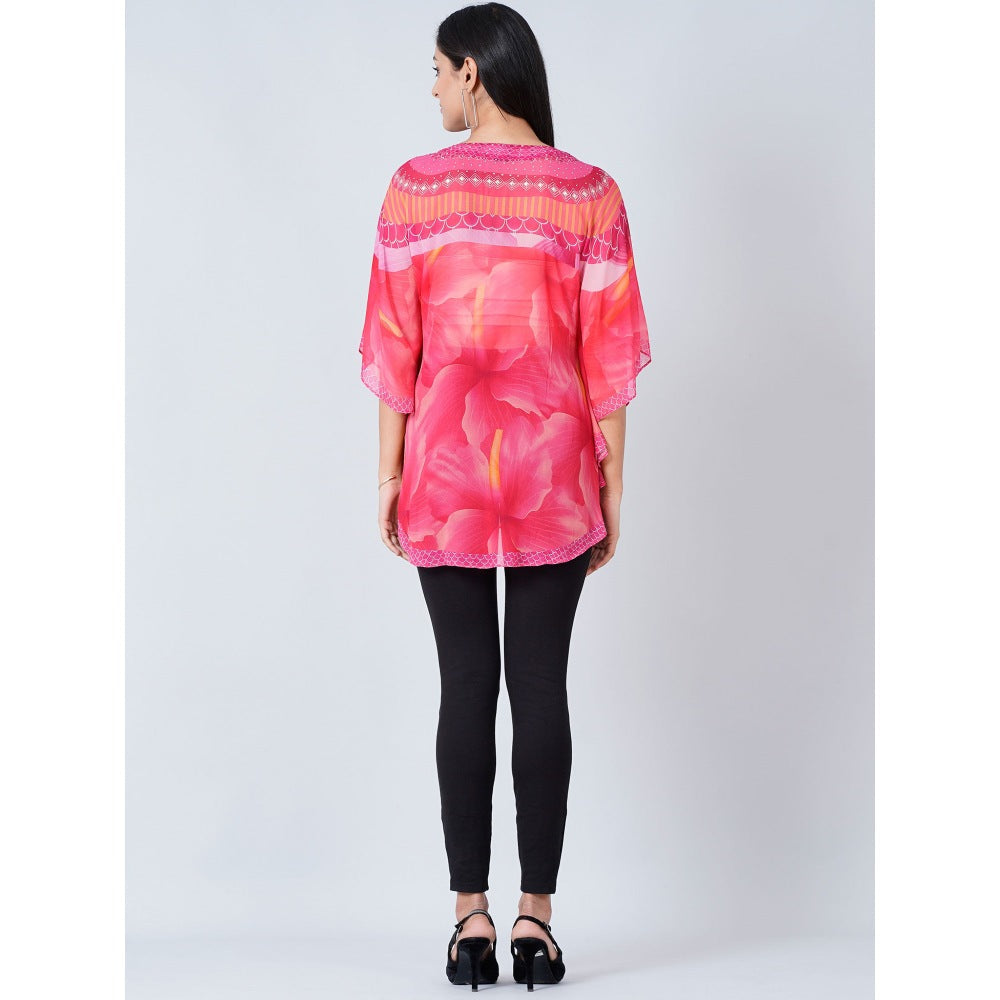 First Resort by Ramola Bachchan Pink Embellished Floral Kaftan Tunic