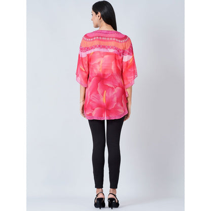 First Resort by Ramola Bachchan Pink Embellished Floral Kaftan Tunic