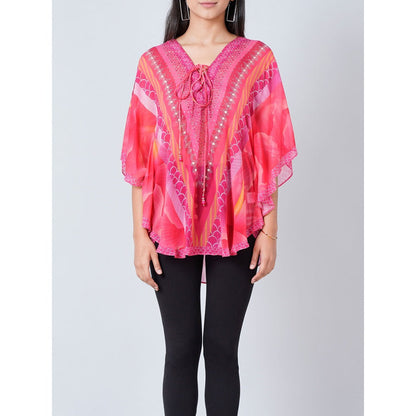 First Resort by Ramola Bachchan Pink Embellished Floral Kaftan Tunic