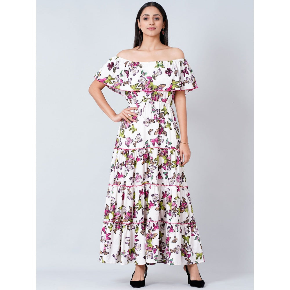 First Resort by Ramola Bachchan White Maxi Ruffle Dress