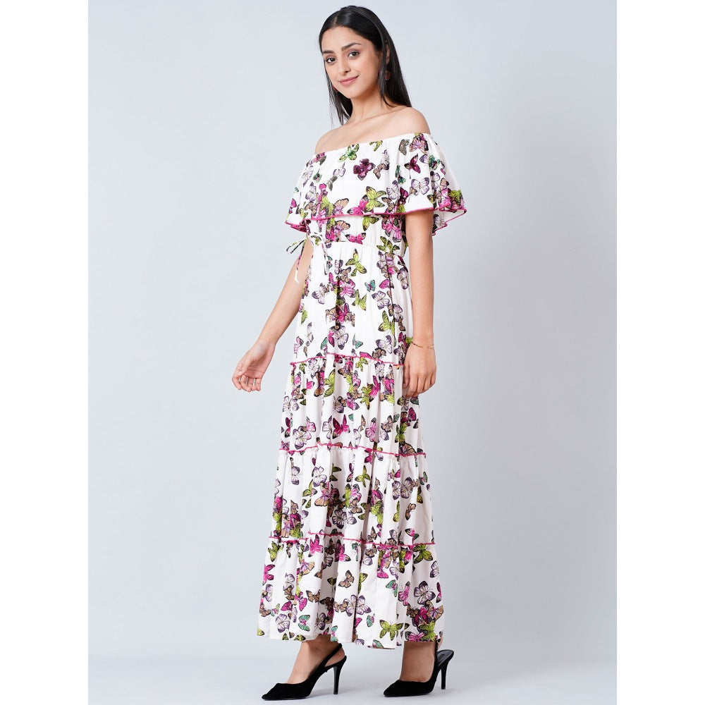 First Resort by Ramola Bachchan White Maxi Ruffle Dress