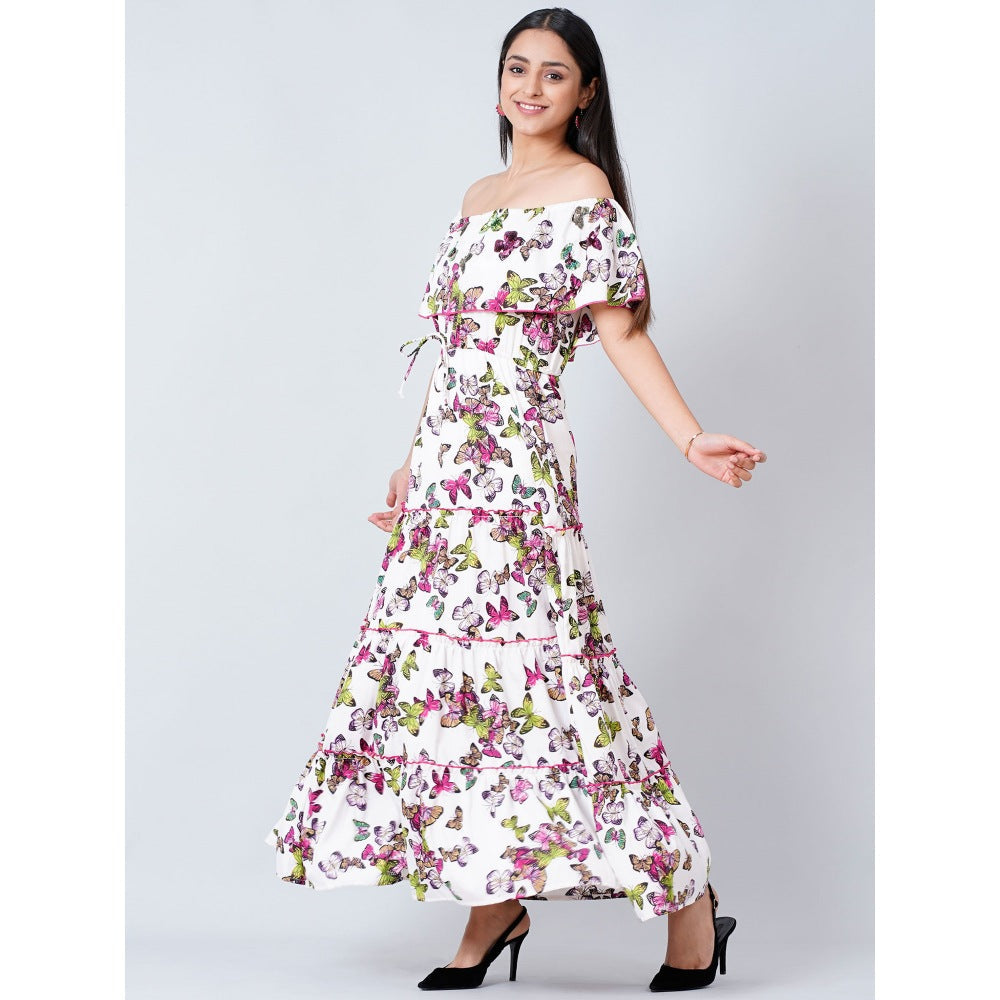First Resort by Ramola Bachchan White Maxi Ruffle Dress