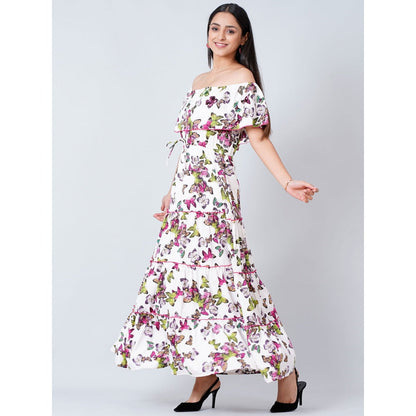 First Resort by Ramola Bachchan White Maxi Ruffle Dress