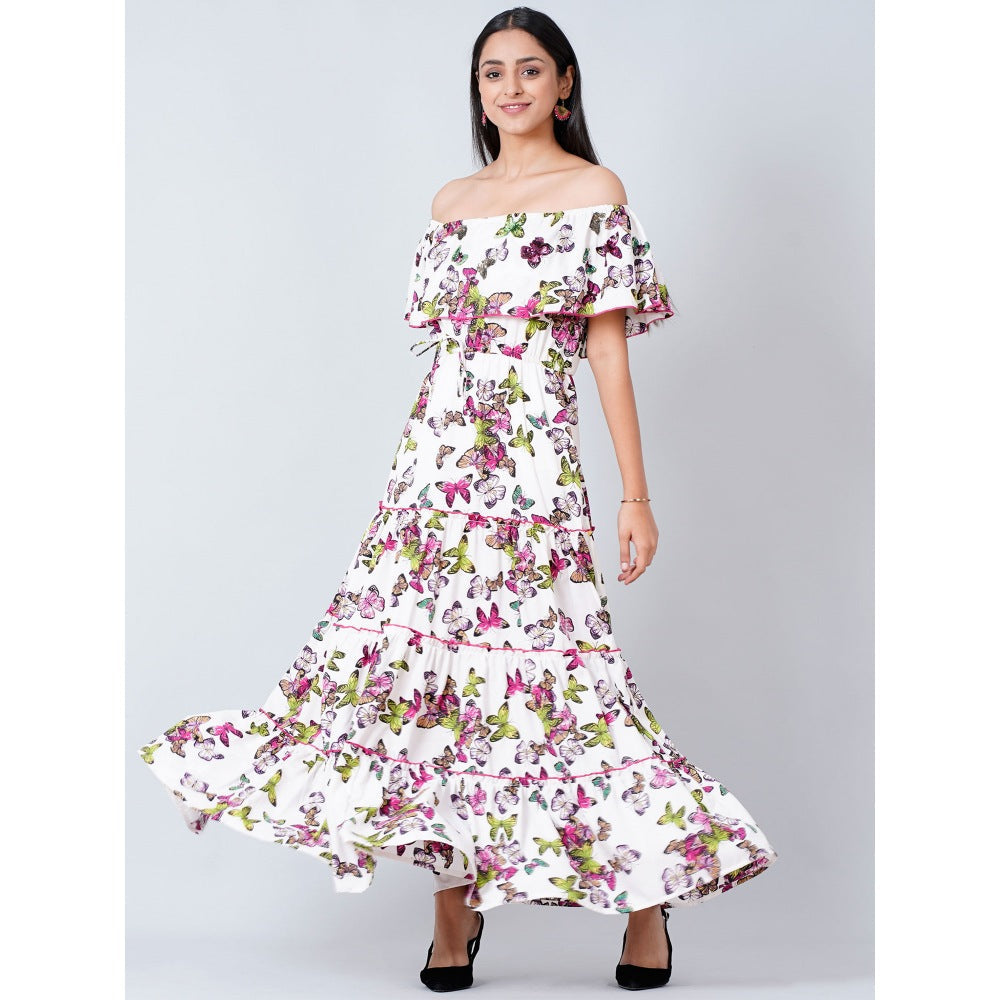 First Resort by Ramola Bachchan White Maxi Ruffle Dress