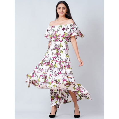 First Resort by Ramola Bachchan White Maxi Ruffle Dress