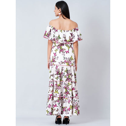 First Resort by Ramola Bachchan White Maxi Ruffle Dress