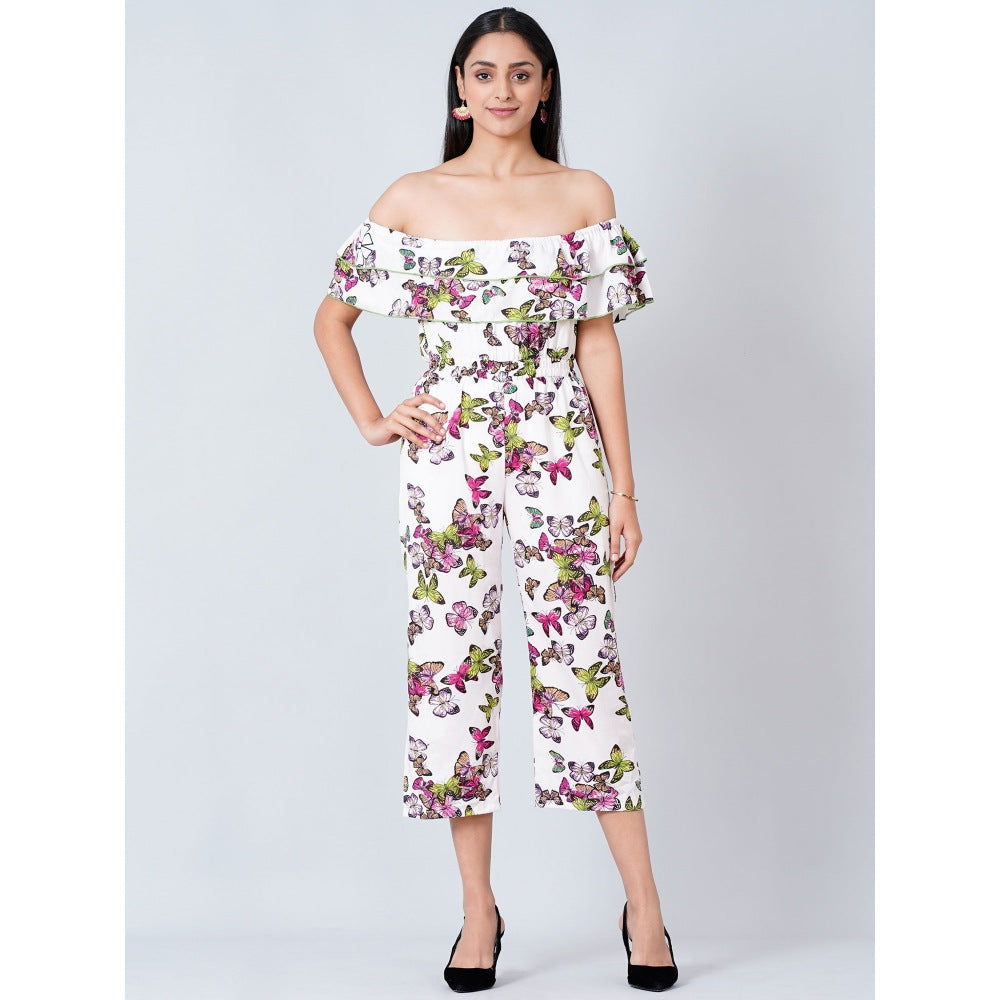 First Resort by Ramola Bachchan White Ruffled Jumpsuit