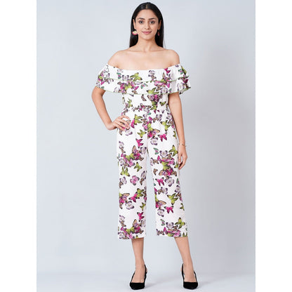 First Resort by Ramola Bachchan White Ruffled Jumpsuit