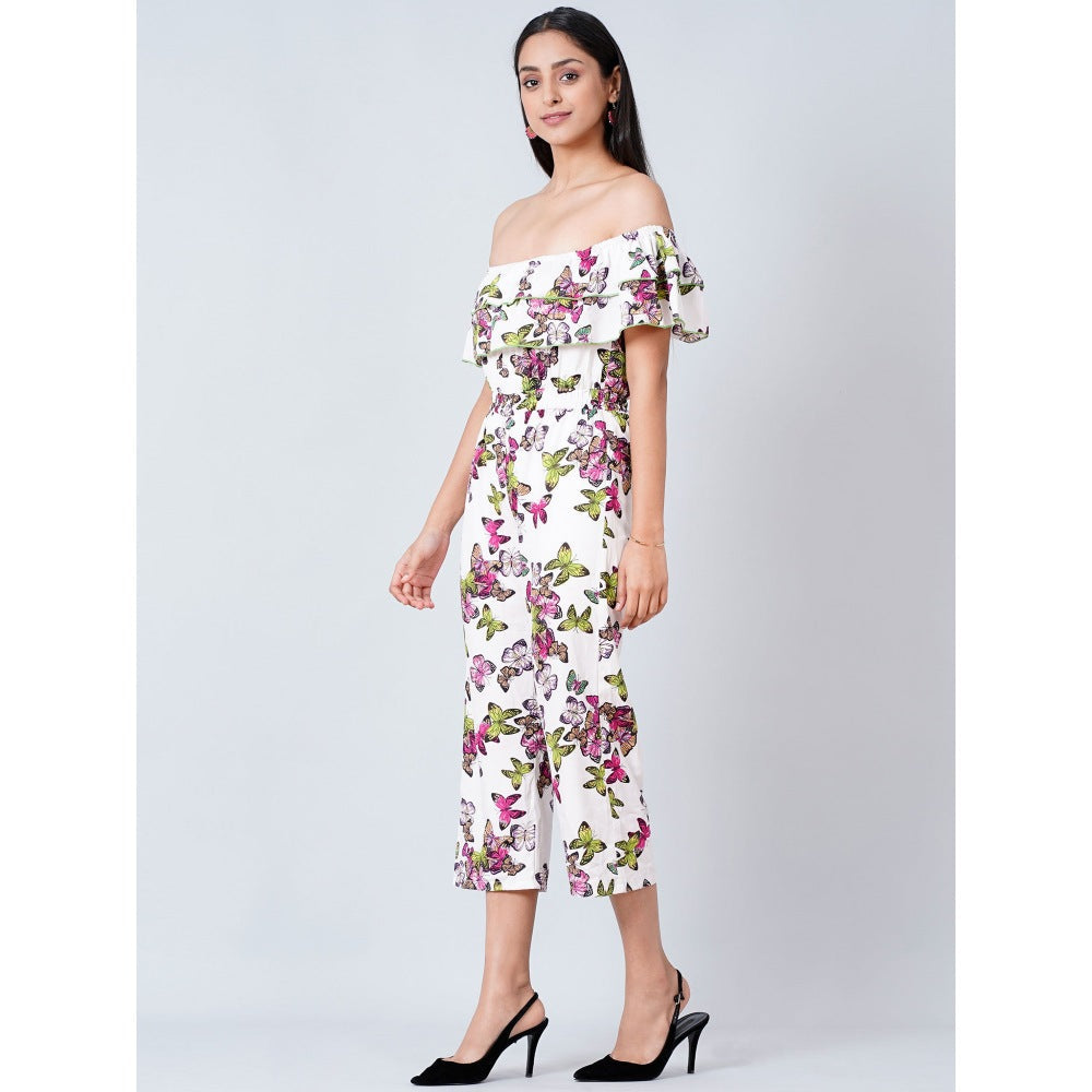 First Resort by Ramola Bachchan White Ruffled Jumpsuit